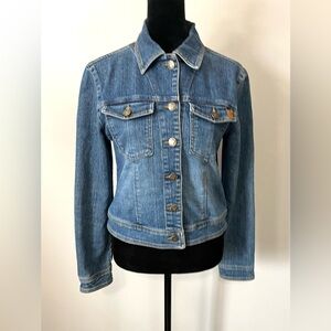 Vintage Playboy Blue Jean Denim Embroidered Jacket Bunny Logo Cropped Size Small